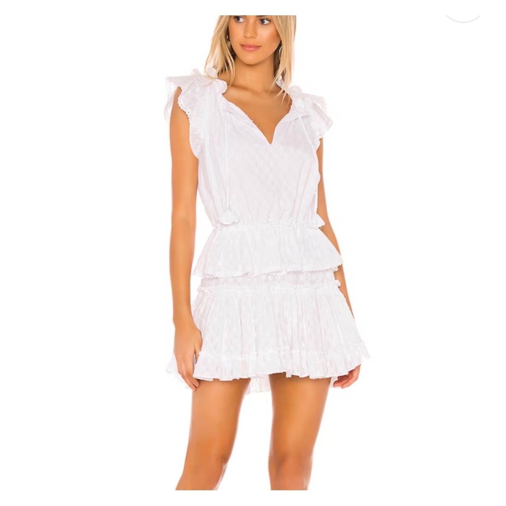 Misa Los Angeles Lilian Ruffle Mini Dress in White Cotton Size XS Party - Picture 1 of 13
